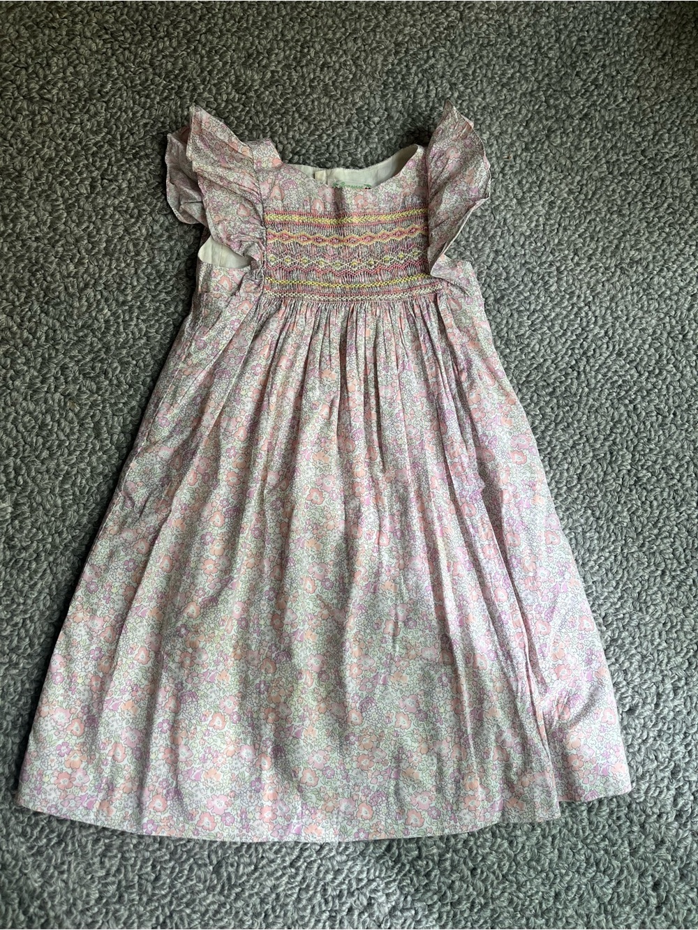 Bonpoint Girls' Liberty Smocked Dress with Flutter Sleeves